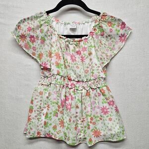 Wallflower Girl Dress Girls Medium 10/12 White Pink Floral Ruffle Spring Summer